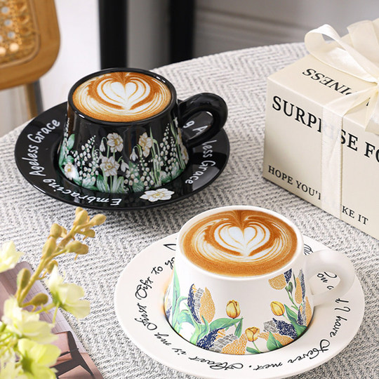 German Coffee Cup and Saucer Set for Men and Women, High-End Exquisite Afternoon Tea Ceramic Cups, Birthday and New Year Gifts for Girlfriends