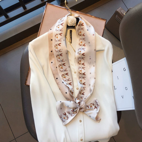 Bufanda de seda francesa de morera para mujer, pañuelo estampado de primavera y verano, cinta, regalo de cumpleaños y Año Nuevo para madre y novia