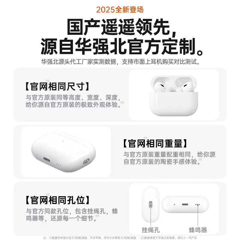 Huaqiangbei Bluetooth наушники 2026 новый оригинальный пятый поколение истинно беспроводных наушников топ с 2 высококачественными
