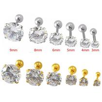 1 piece Stainless steel 4 Prong Zircon Ear Studs Earrings Fo