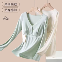 All-cotton era nursing tops autumn clothes maternity bottoms with breast pads no-wear underwear spring and summer thin breastfeeding confinement clothes
