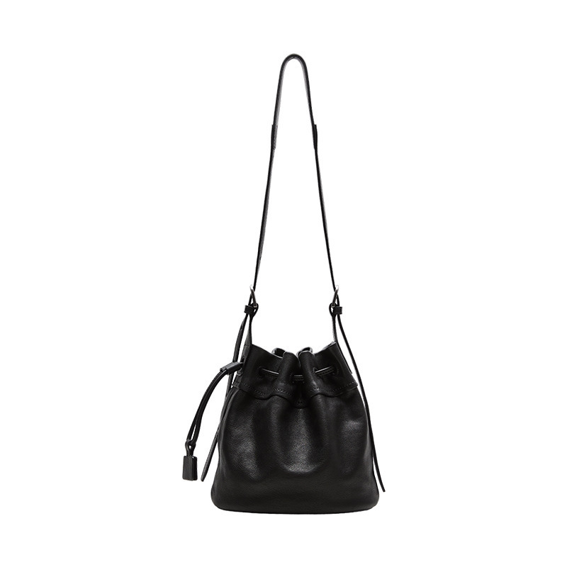 Vegetable-Tanned Sheepskin Yunshu Small Bucket Bag, Simple and Versatile, Single Shoulder Crossbody Drawstring Bucket Bag, Minimalist Casual Commuter Bag for Women Vegetable-Tanned Sheepskin Yunshu Small Bucket Bag, Simple and Versatile, Single Shoulder Crossbody Drawstring Bucket Bag, Minimalist Casual Commuter Bag for Women