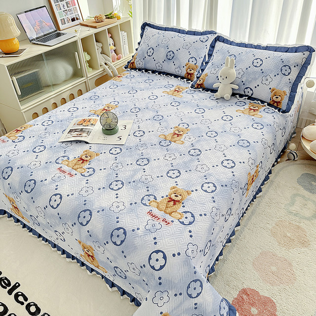 Bed cover single piece summer high-end cotton quilted cotton non-slip non-wrinkle sheet three-piece set for all seasons
