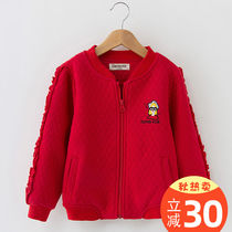 Air Cotton Girls Baseball clothes Spring girls padded jacket Spring red foreign style Childrens thin cotton clothes cotton coat