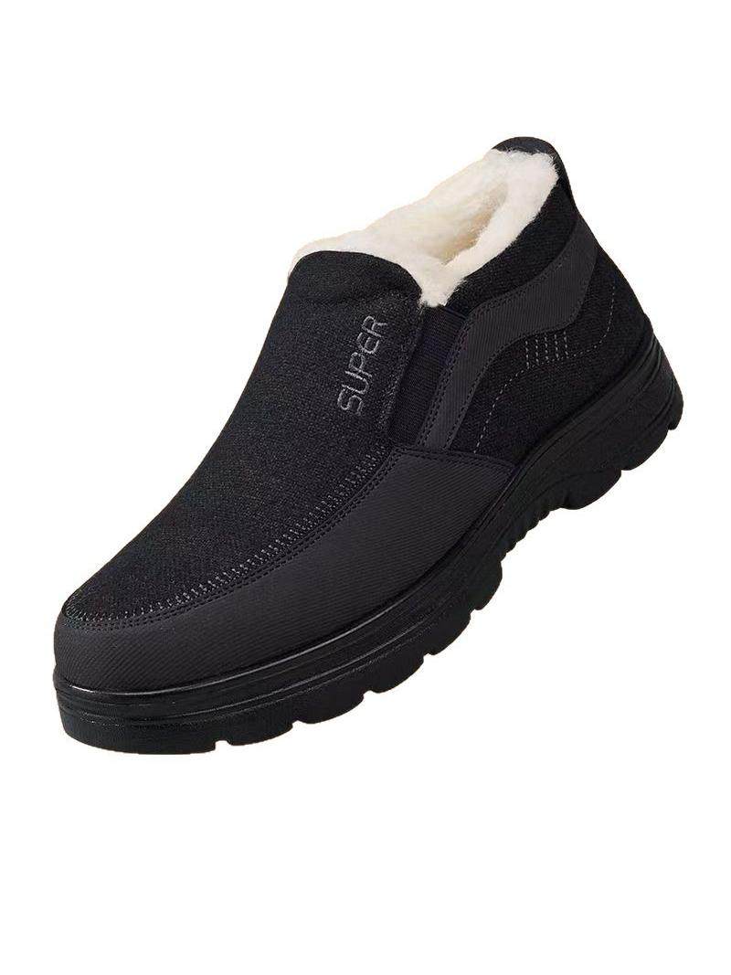 Winter Old Beijing Cotton Shoes for Men, Fleece-Lined Wool Warm Dad Shoes, Non-Slip, Wear-Resistant Walking Shoes, Comfortable and Cold-Resistant Cotton Shoes