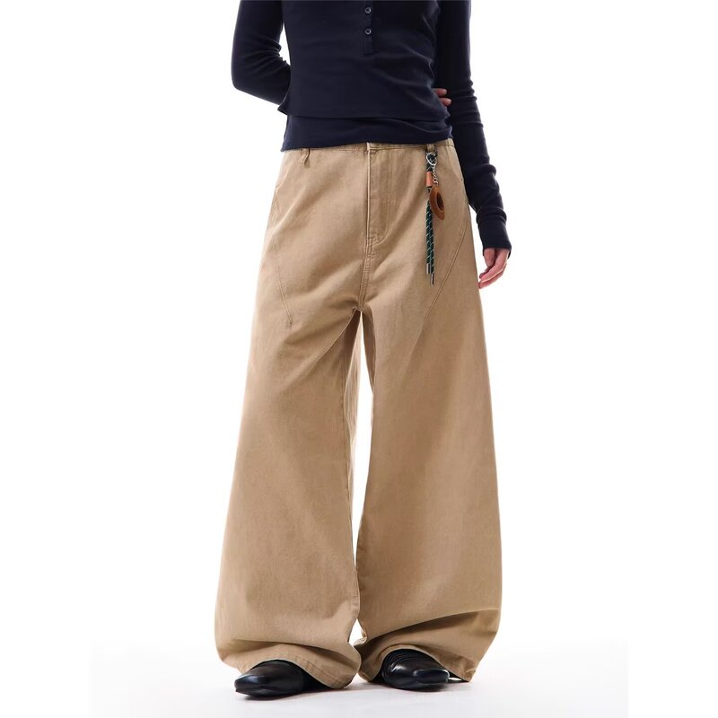 New Style Workwear Aesthetic Split Long Pants Men's Casual Pants Summer Thin Pure Cotton Straight Retro Khaki Loose Fit New Style Workwear Aesthetic Split Long Pants Men's Casual Pants Summer Thin Pure Cotton Straight Retro Khaki Loose Fit