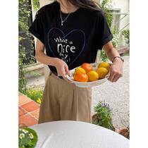 3th Morning lightly painted spring and summer niche fashionable graffiti letters love short-sleeved T-shirt ZY1789