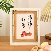 Creative photo frame double-sided rotating 7-inch couple gift commemorative desktop personalized ornament wooden picture frame