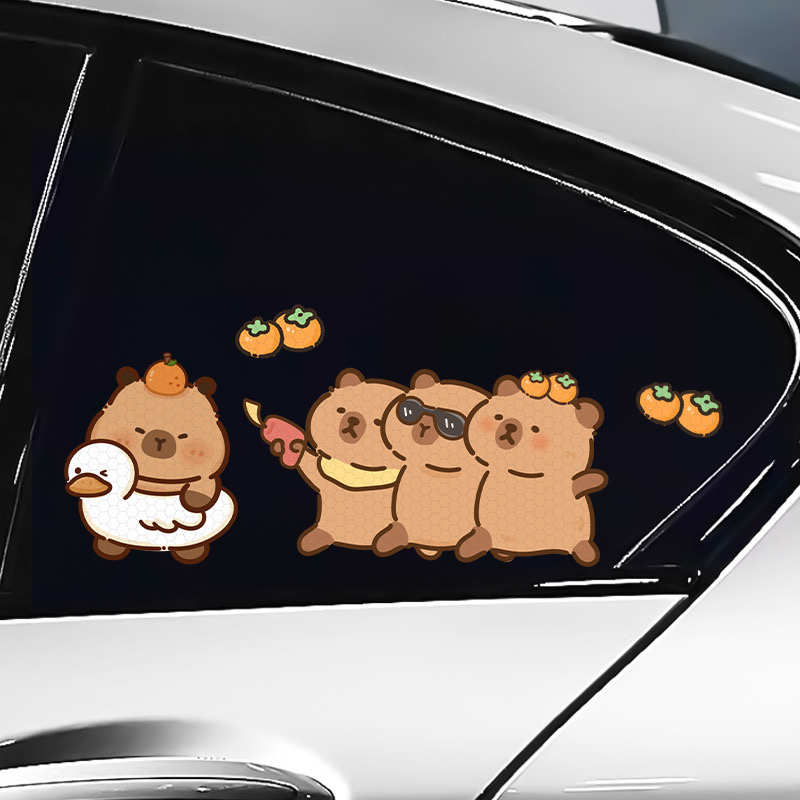 Capybara Car Stickers, Fun and Funny Reflective Stickers for Car Windows and Body, Buddhist-Style Capybara Car Warning Stickers for Decoration