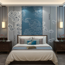 TV background wall Chinese style light luxury wall cloth bedroom living room sofa club contrasting color Xiangyun 8D three-dimensional wallpaper mural