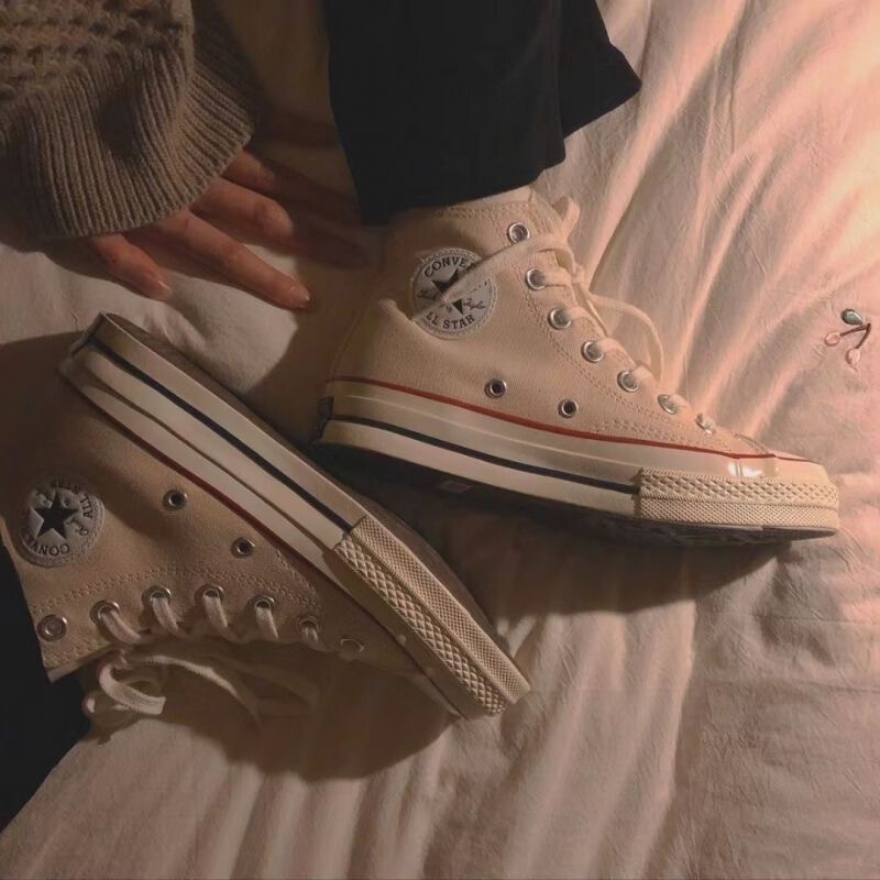 Converse Official Men's and Women's Shoes 1970S Off-White High-Top Retro Casual Canvas Shoes 162053C Converse Official Men's and Women's Shoes 1970S Off-White High-Top Retro Casual Canvas Shoes 162053C