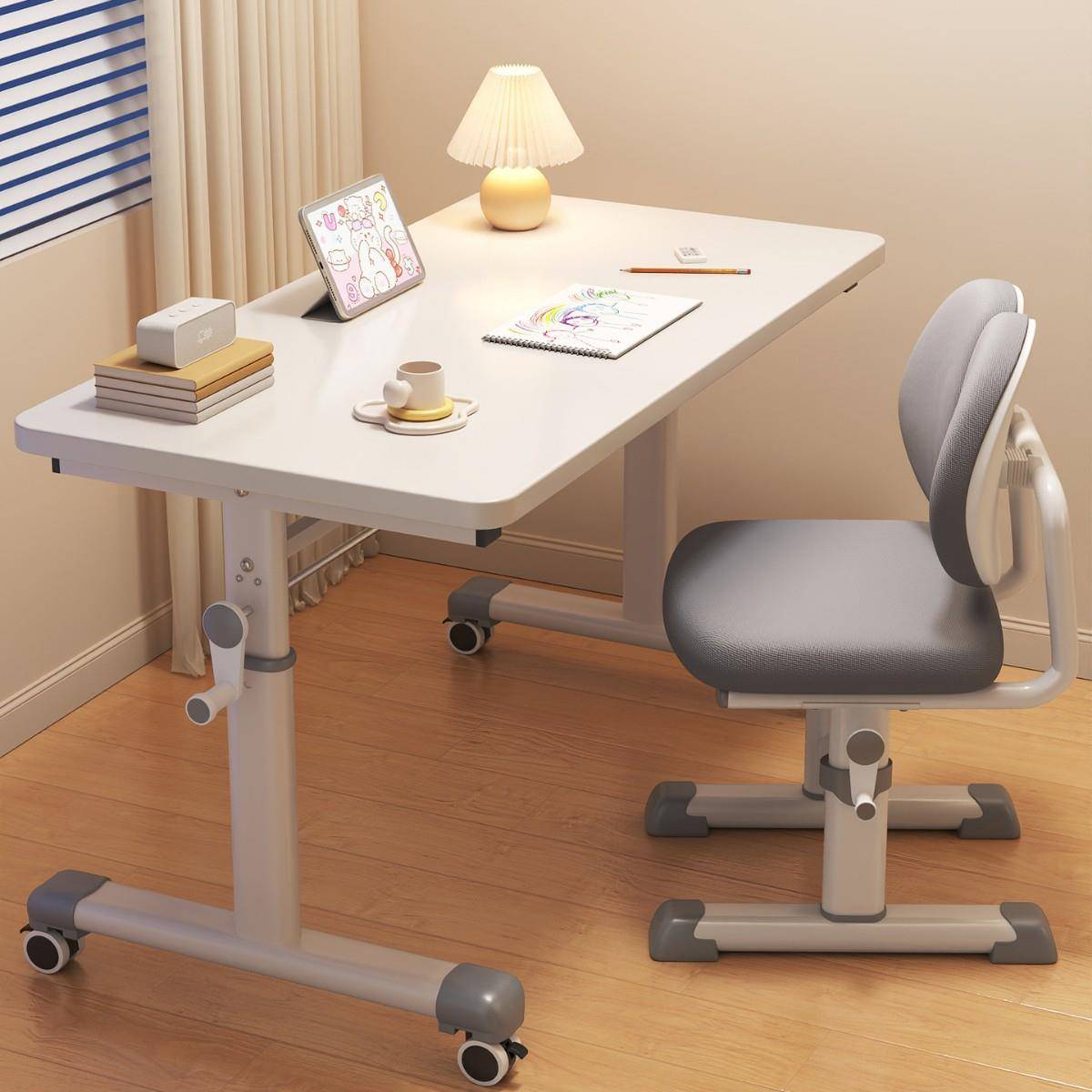 Children's study table for home movable desk for primary school students' special writing table simple table lift table chair set