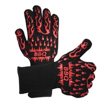 Flame retardant large double-layer BBQ barbecue silicone insulation 800 degree anti-scalding oven microwave oven high temperature resistant labor protection gloves