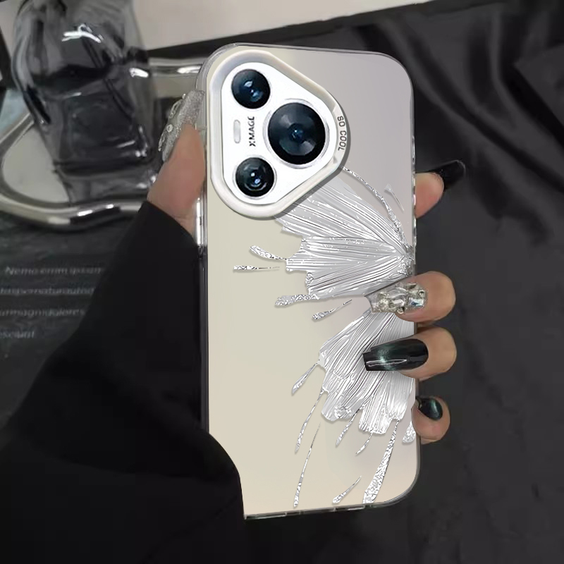 Butterfly is suitable for Huawei Pura70 phone case, new Mate60Pro+premium feel Nova 12 all inclusive P50 color silver_voghion.com