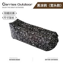 Black and white graffiti style outdoor high-quality inflatable sofa can store 210 encrypted Oxford cloth park leisure supplies