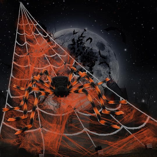 Halloween Decoration Orange and Black Spider Ornaments Outdoor Triangle Spider Web Hangings Scene Atmosphere Layout Props Pendant