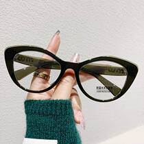 The same European and American cat-eye glasses frame for women exquisite metal MM letter full frame plain face myopia glasses frame