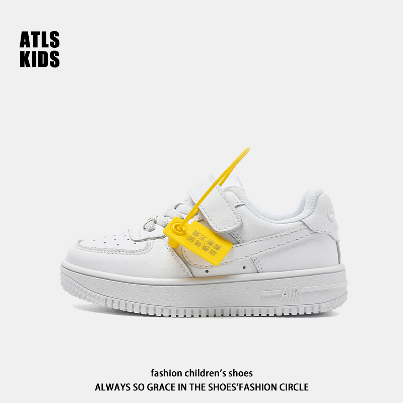 Genuine Leather Kidsren's White Shoes 2026 Spring & Fall New Style Girls' Air Force One Kidsren's Shoes Soft-Soled Boys' Sneakers Sneakers