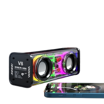 (Hundreds of people inspected the goods) V8 double-ring mecha Bluetooth speaker small steel cannon outdoor portable subwoofer home desktop