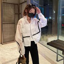 European Station Contrast Color Striped Short Jacket Womens 2023 Spring and Autumn Loose Niche Design Versatile Short Jacket Top