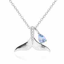 Designer high-end gemstone pendant whale tail design s925 sterling silver natural topaz necklace pendant