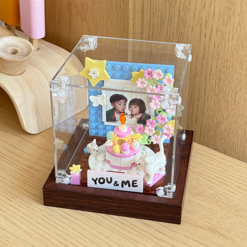 DIY Birthday Cake Building Block Photo Frame Gift for Boyfriend, Anniversary Gift for Couples, Meaningful Gift for Niche Girls