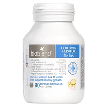 Australian bioisland deep sea cod dha liver oil capsules for infants and young children 90 capsules