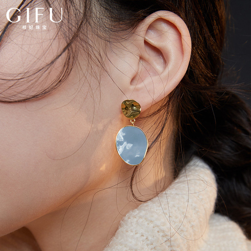 GIFU Ear Needle Girl Pure Silver Light Luxury High Level Sensational Trinkets Morandi Grey Method Retro Earrings Temperament