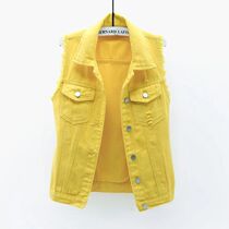 Women Single Breasted Denim Vest Autumn Winter Solid Casual