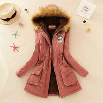 Women Autumn Winter Cotton Jacket Slim Warm Wadded Hooded Pa