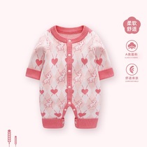 Baby clothes autumn jumpsuit baby girl stylish small coat newborn sweater knitted harem suit autumn suit