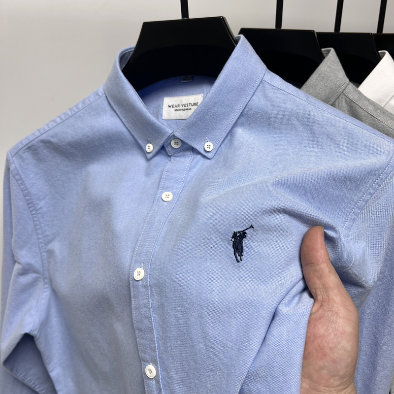 Paul High-End Long-Sleeve Shirt for Men with Pony Logo, 100% Pure Cotton Shirt for Men, Spring and Autumn Casual Business Shirt, Trendy Paul High-End Long-Sleeve Shirt for Men with Pony Logo, 100% Pure Cotton Shirt for Men, Spring and Autumn Casual Business Shirt, Trendy