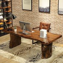 Self-made desktop computer solid table original wooden table book irregular board whole desk office boss desk edge wooden large board writing