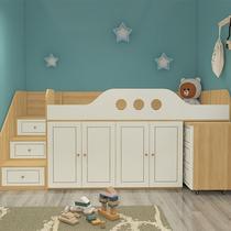Solid wood childrens bed simple cabinet modern storage multi-functional couch table clothes rice and books integrated bed custom-made