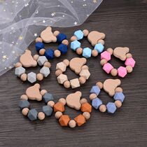 1Pcs Baby Silicone Nursing Bracelets Teether Toys Wooden Ani