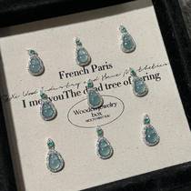 New Chinese style small gourd pendant natural dangerous material blue water jade Fulu S925 sterling silver necklace fine diamond clavicle chain