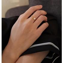 Hanyi geometric design pearl ring 925 sterling silver niche high-end shell pearl index finger ring opening adjustable tide