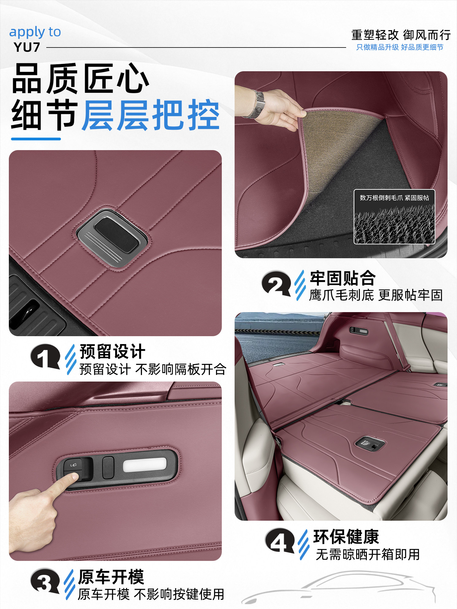 Suitable for Xiaomi Yu7 Trunk Mat, Full Coverage Car Trunk Mat, Leather Protective Mat, Interior Accessories
