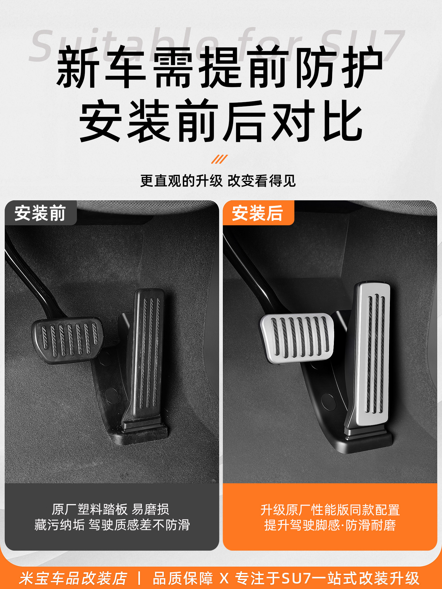 Suitable for Xiaomi Su7 Car Accelerator and Brake Pedal Anti-Slip High-Quality Protective Wear-Resistant Accessories Modification Parts