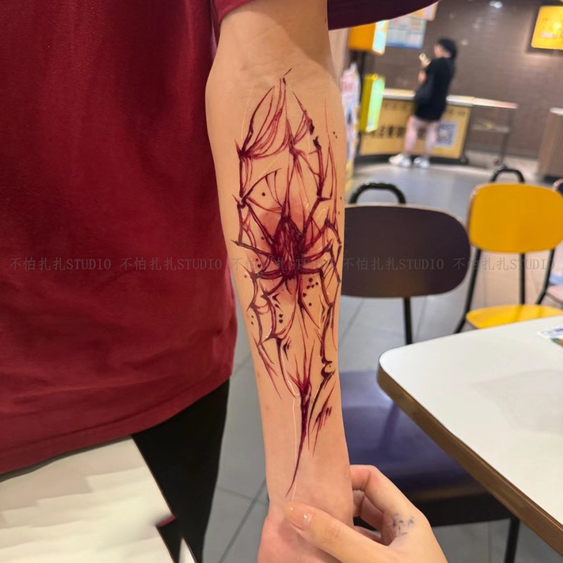 Tattoo Artist Collaboration Dark-Themed Spider Tattoo Stickers Waterproof Long-Lasting Unisex Super Cool Personalized Arm Tattoo