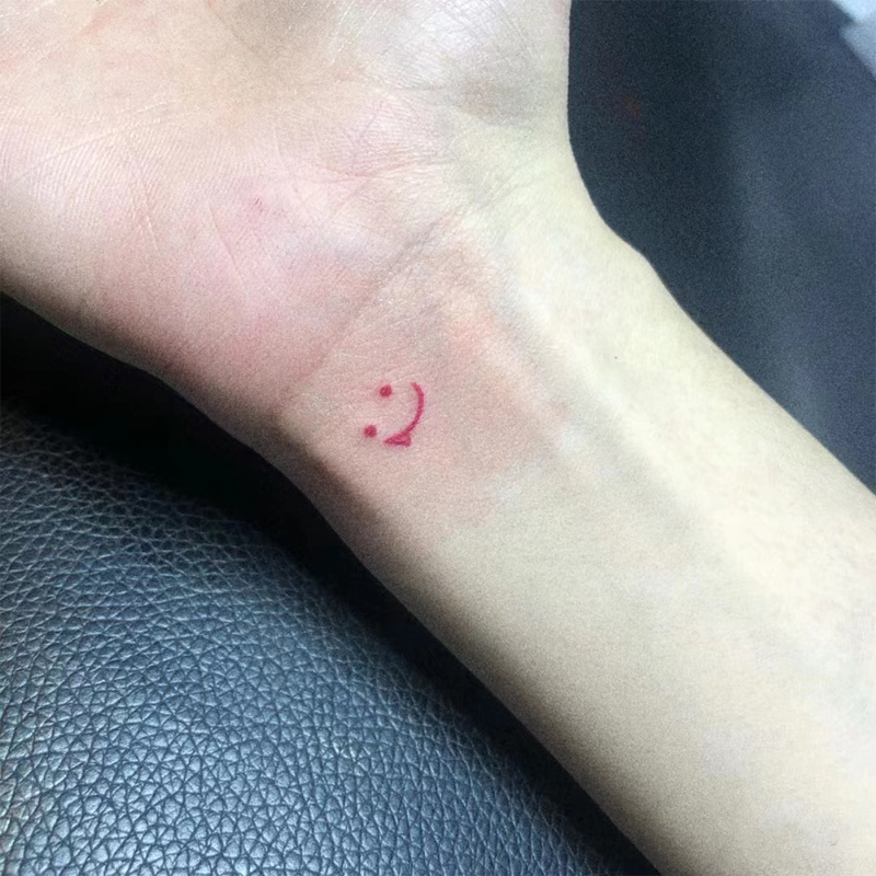 Devil Smiley Face Wrist Small Tattoo Sticker Colorful Waterproof Simple Unisex Long-Lasting Sweet Cool Niche Non-Reflective Trendy Devil Smiley Face Wrist Small Tattoo Sticker Colorful Waterproof Simple Unisex Long-Lasting Sweet Cool Niche Non-Reflective Trendy