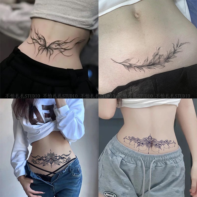 Herbal Juice Tattoo Stickers for Covering Scars on the Abdomen, Stretch Marks, Waterproof, Anti-Rubbing, Realistic, Semi-Permanent, Sexy, High-End Tattoo