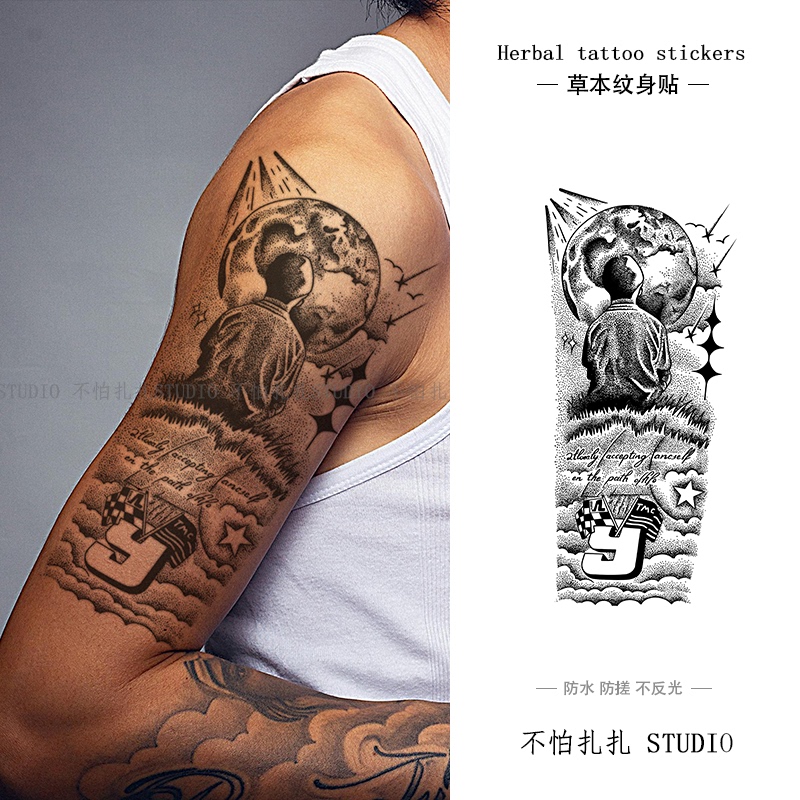 New American Flower Arm Herbal Juice Tattoo Stickers Waterproof and Anti-Rubbing Semi-Permanent ins Cool Trendy Handsome Men and Women Washable