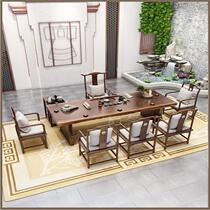 Solid wood office desk room tea making board new Chinese style tea making table tea tray coffee table conference negotiation training table and chair combination