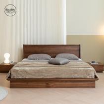 Black walnut solid wood floor bed Japanese style tatami bed modern simple Nordic platform bed low bed solid wood bed