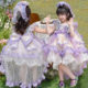 Dhwa Girls' Lolita Summer Dress 2026 New Style Floral Mesh Princess Dress Stylish Cake Dress