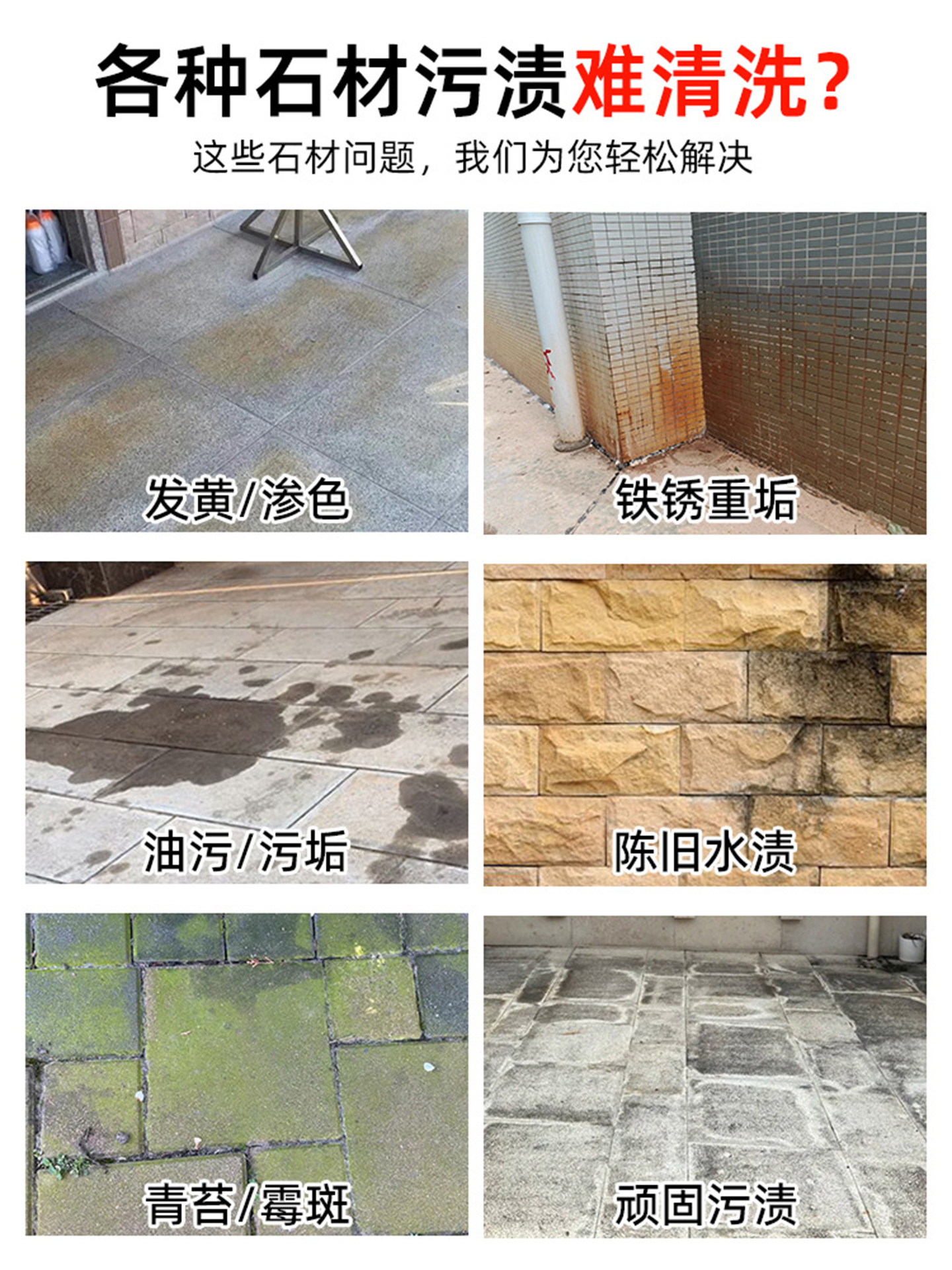 Stone Cleaning Agent, Powerful Decontamination, Outdoor Granite and Marble Discoloration Cleaning Agent, Courtyard Floor Tile Descaling #