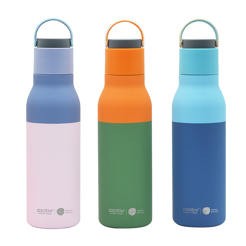 ASOBU ステンレススチール製断熱ウォーターカップ、セラミックライナー付き、コーヒーカップ、ミルクティー、軽量、密閉・漏れ防止、車用蓋付き