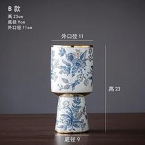 High-end new spot new Chinese blue and white porcelain ceramic vase flower arrangement high-end Chinese restaurant living room hand-made decoration