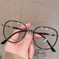 2021 New TR Anti-Blue Light Glasses for Women Fashion Internet Celebrities Street Photography Plain Glasses Frames Can Be Matched with Myopia Glasses